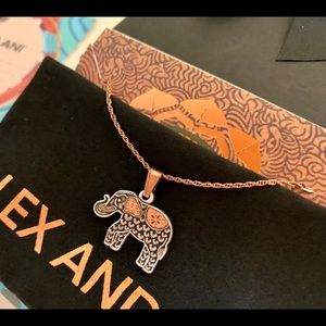 NWOT. Alex and Ani Two-Tone Adjustable Elephant Necklace.